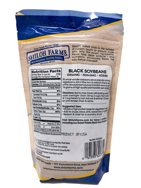 Shiloh Farms Organic Black Soybeans label close-up for quality.