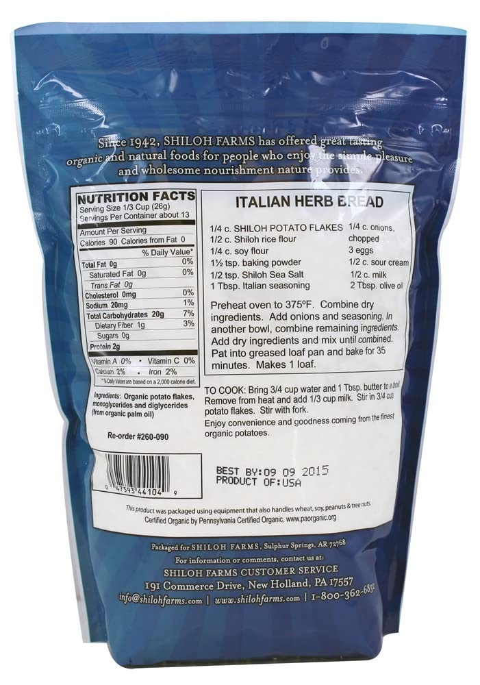 Shiloh Farms Organic Potato Flakes Instant mashed potatoes ready in minutes.