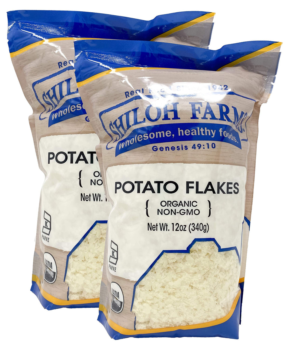 Shiloh Farms Organic potato flakes in a two-bag pack for quick mashed potatoes