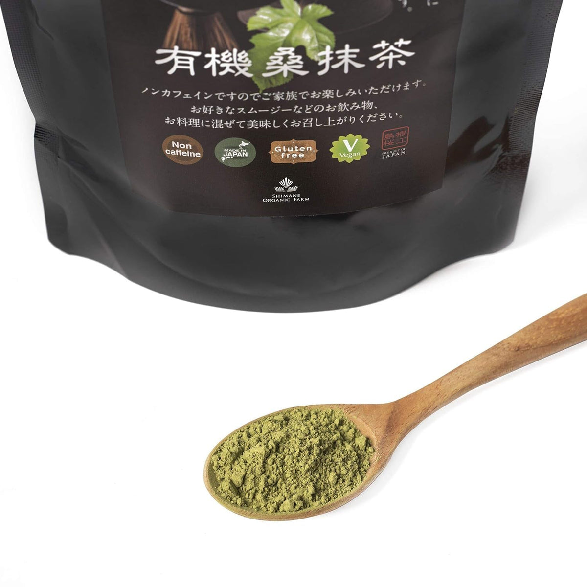 Shimane Organic Farm Mulberry Matcha whisked in a bowl, smooth aroma potential.