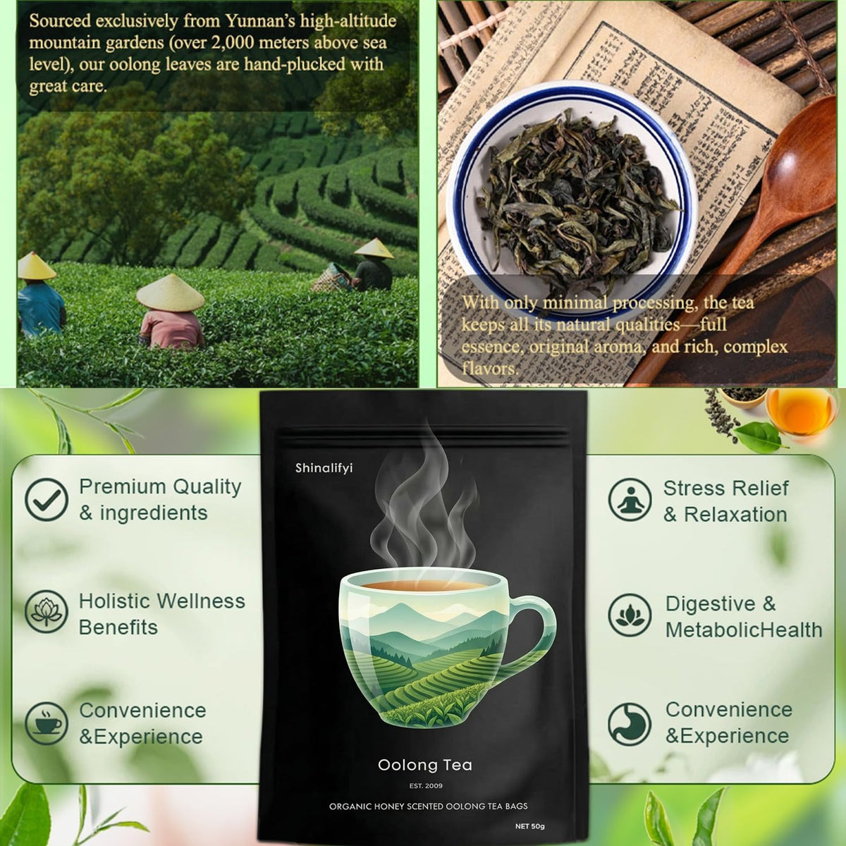 Shinalifyi Oolong tea cup steaming conveys fragrant, honey-kissed aromas