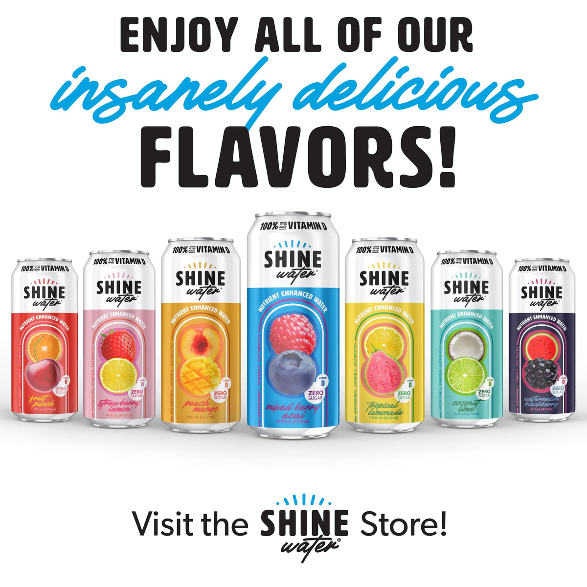 ShineWater can top view showing ready-to-drink vitamin water option.