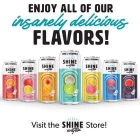 ShineWater Coconut Lime glass with ice depicts crisp, clean hydration.