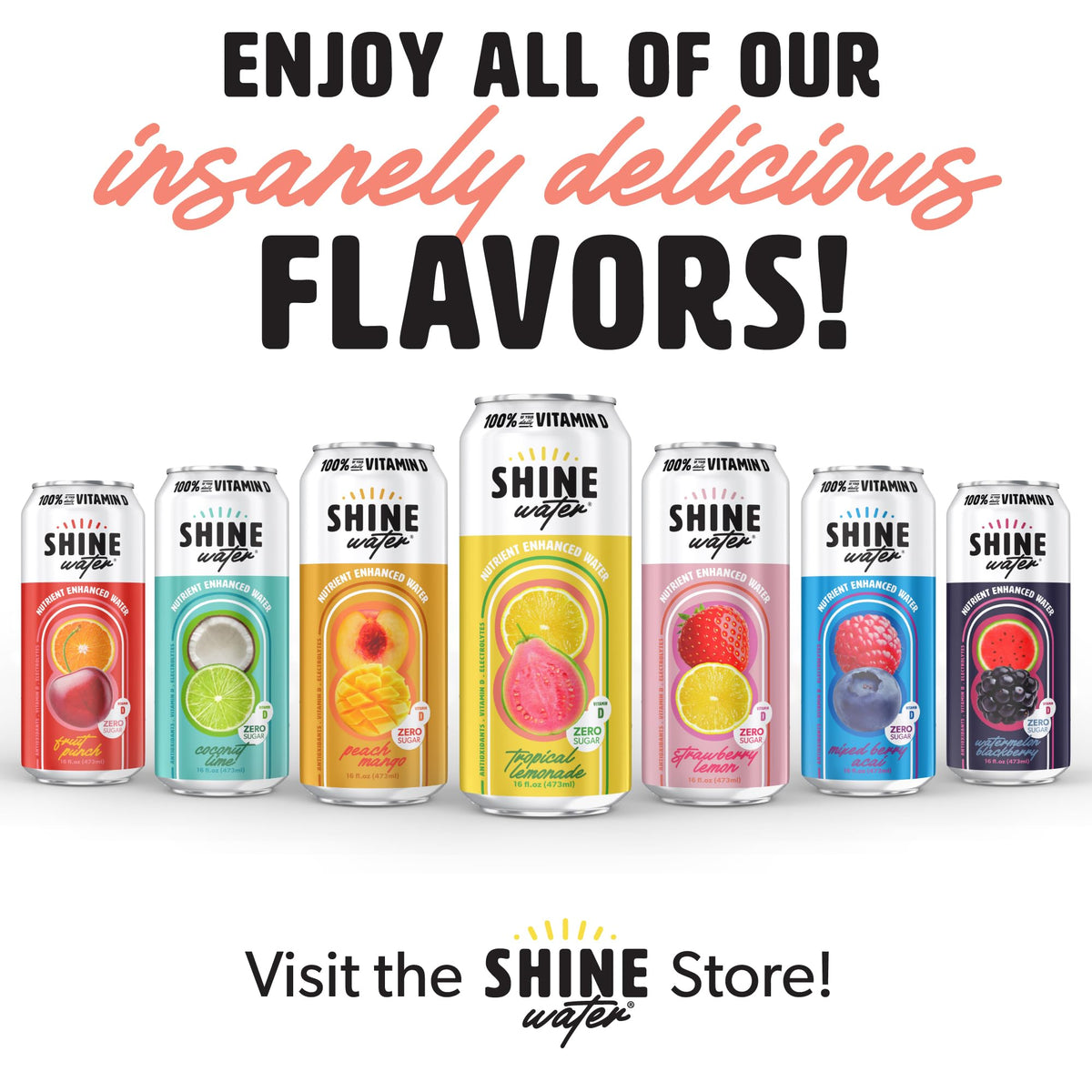 ShineWater Peach Mango bottle delivers tropical taste with electrolytes.