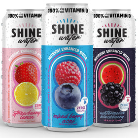 ShineWater Strawberry Lemon can with vitamin D hydration and electrolyte balance.