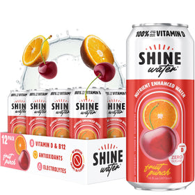 ShineWater Fruit Punch bottle highlighting refreshing, zero-sugar hydration.