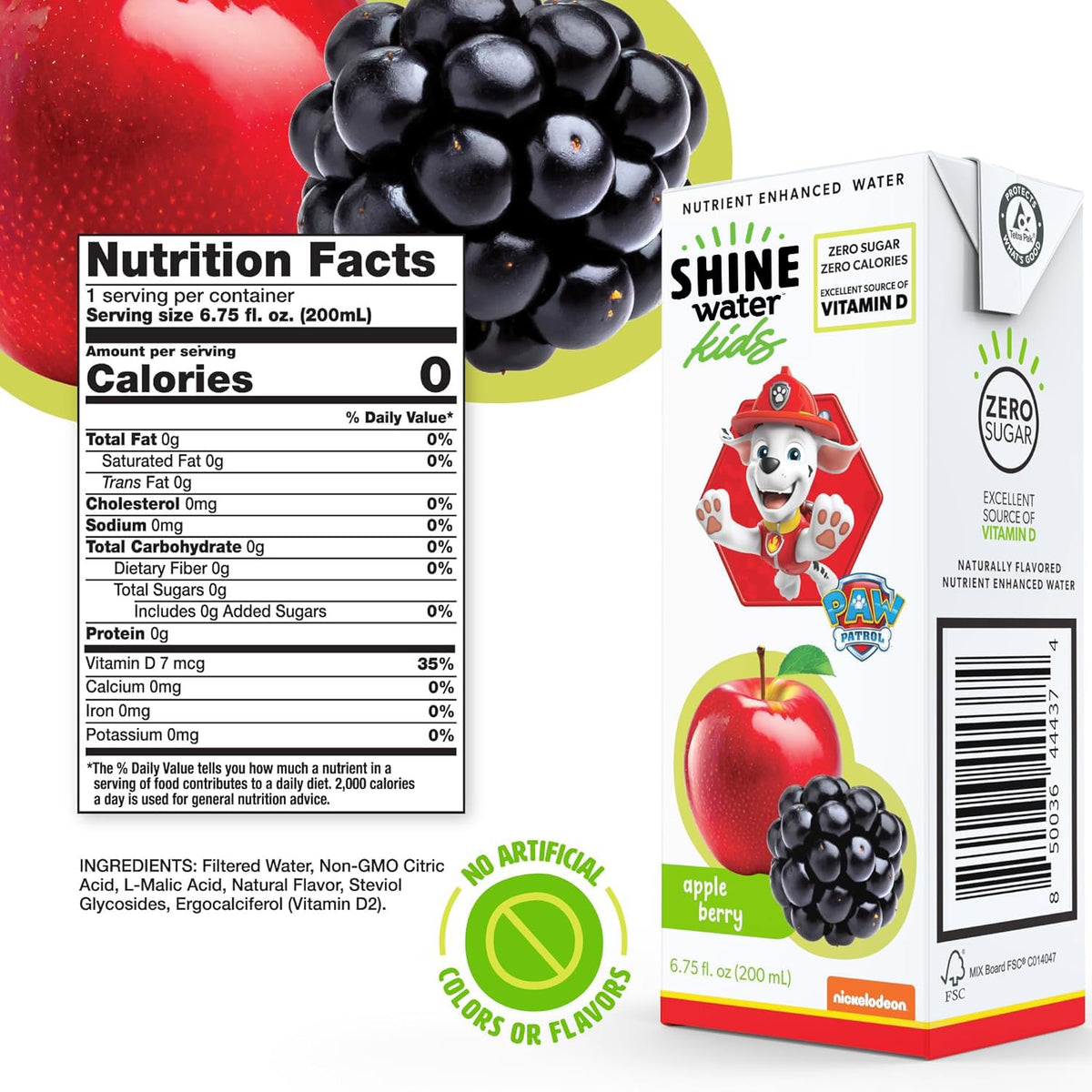 ShineWater Fruity Punch pouch close-up offers zero added sugar hydration