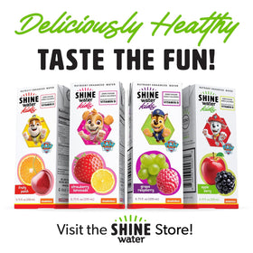 ShineWater Grape Raspberry pouch close-up showcasing kid-friendly taste