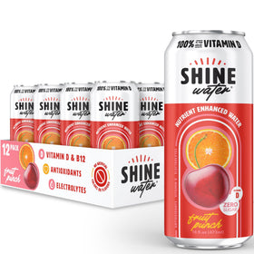 ShineWater ingredients panel featuring plant-based antioxidants and electrolytes.