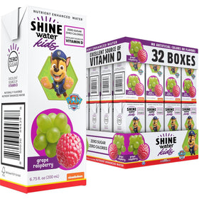 ShineWater Paw Patrol grape raspberry juice box opened by a child for on-the-go hydration