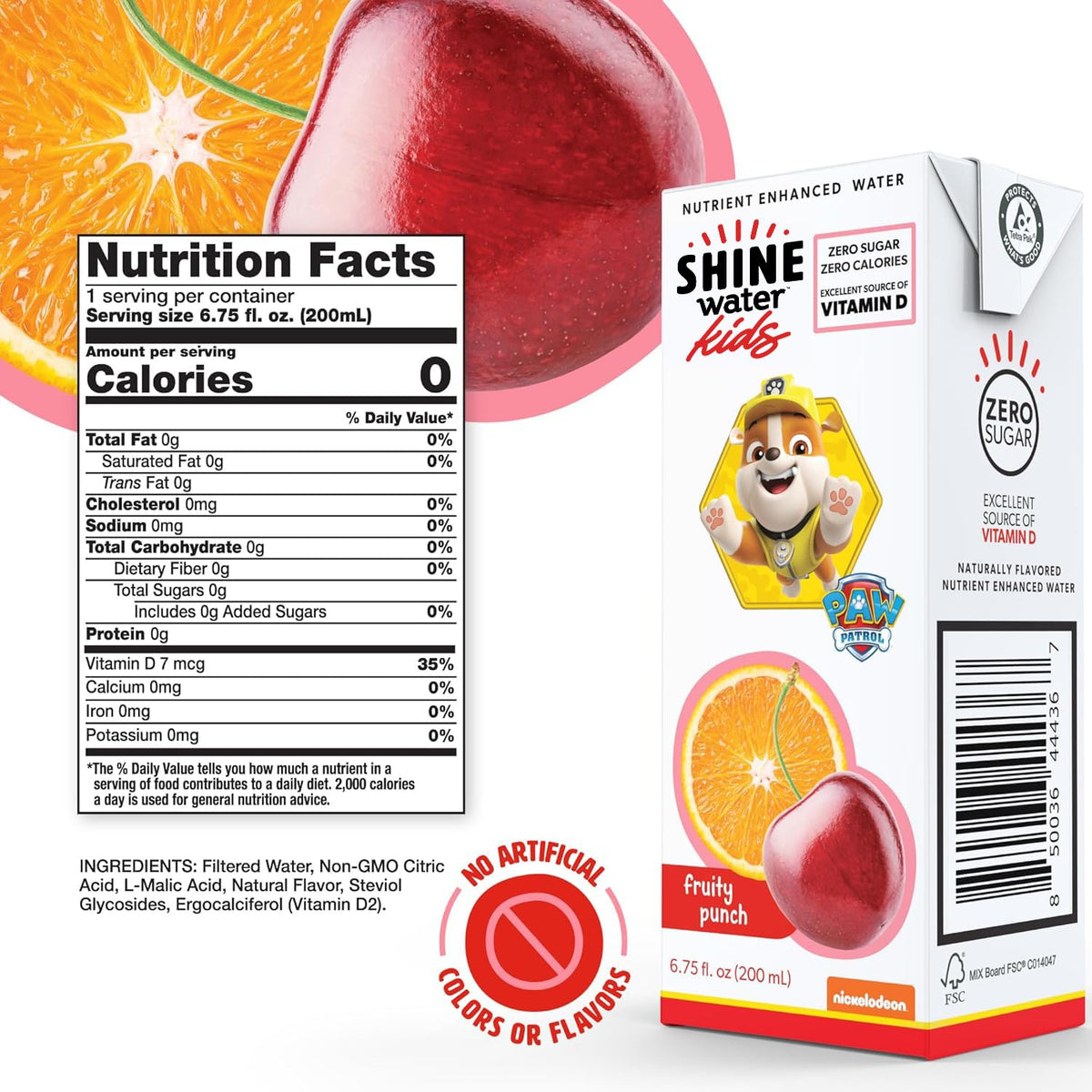 ShineWater Paw Patrol kids drink visuals appealing to parents seeking healthy hydration.