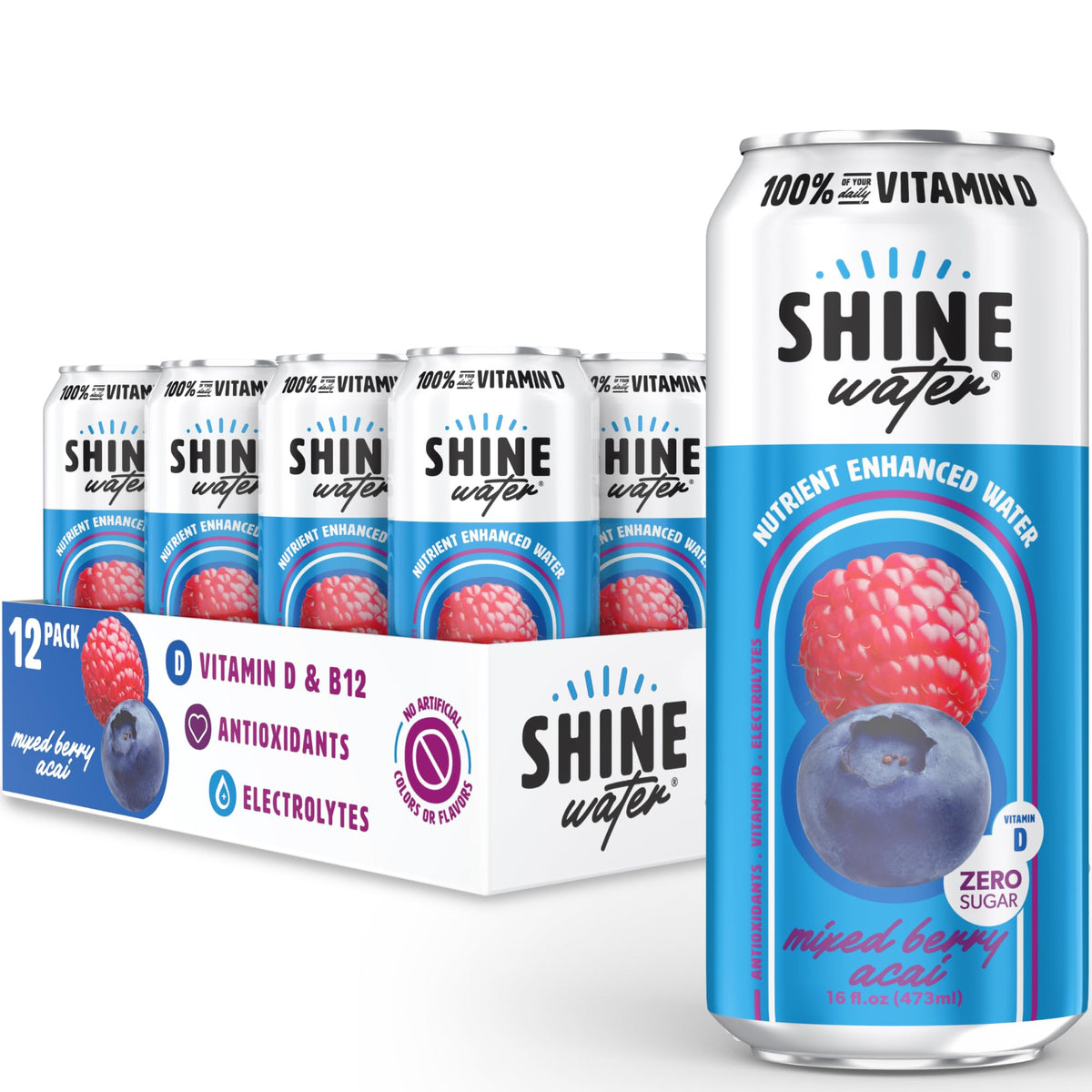 ShineWater bottle featuring plant-based antioxidants and minerals