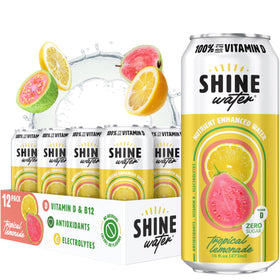 ShineWater Tropical Lemonade bottle with electrolytes and vitamin D for daily hydration.