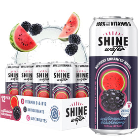 ShineWater Watermelon Blackberry bottle with crisp, refreshing hydration and no sugar.