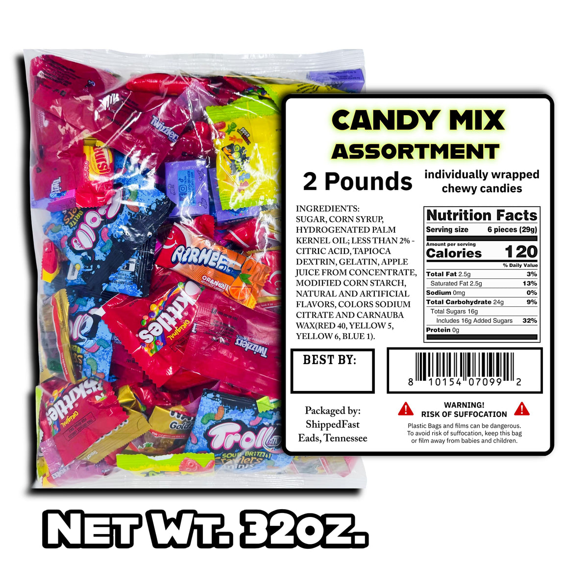 Shippedfast Colorful Fruity Sour Candies – chewy treats for all ages.