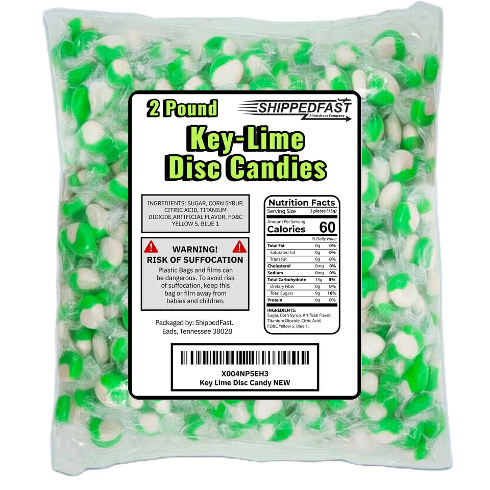 ShippedFast Key Lime Candies bag — vibrant green discs ideal for candy bowls and events.