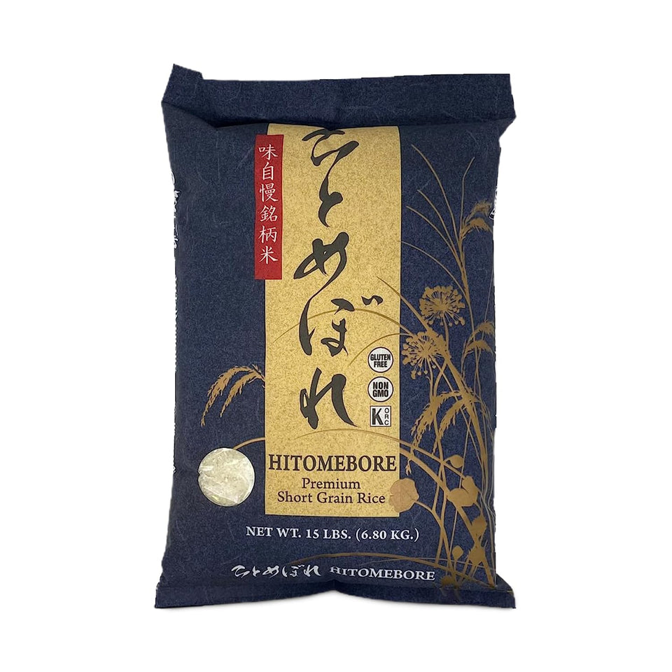 Shirakiku Hitomebore short grain rice bag ideal for sushi and traditional dishes.