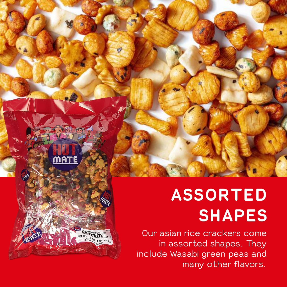 Shirakiku hot-mate-rice-cracker-airtight-pack keeps freshness for lunchboxes and on-the-go snacking.