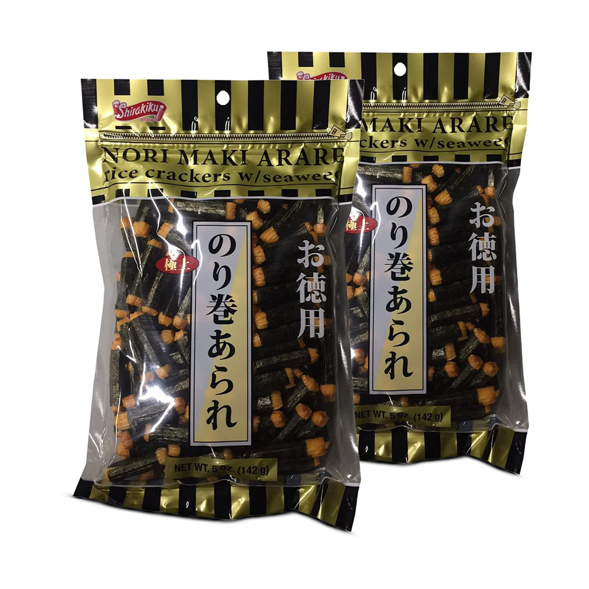 Shirakiku Nori Maki Arare packaging for convenient seaweed crackers on the go.