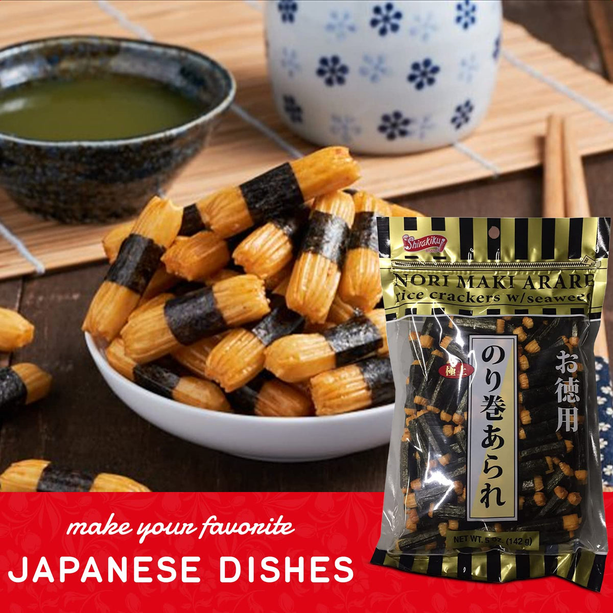 Shirakiku Nori Maki Arare is a quick workplace snack.