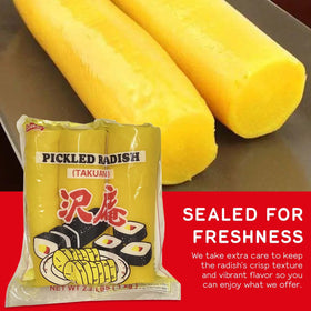 Shirakiku pickled radish takuwan used in sandwiches for crunchy bite