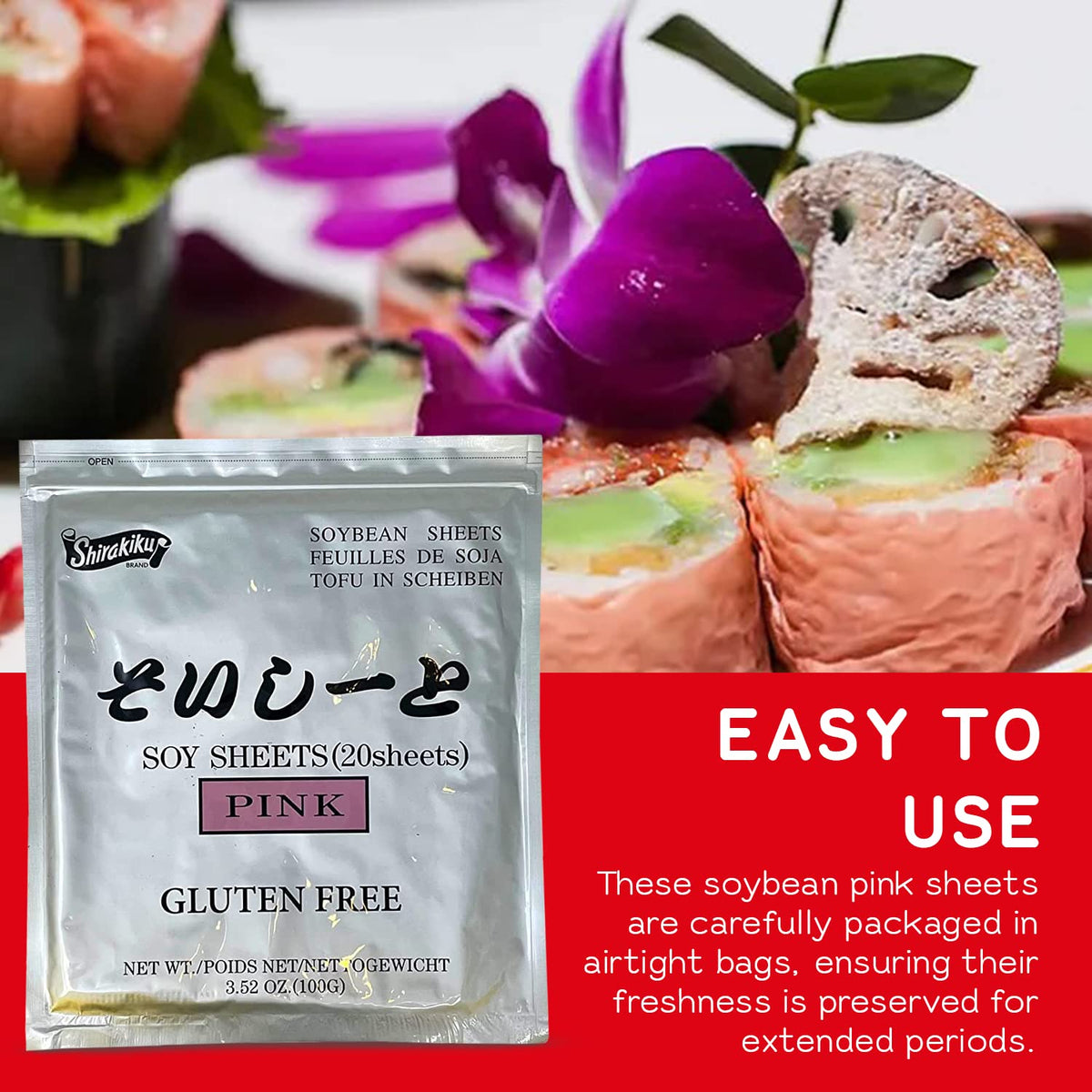 Fresh sealed packaging hints at long shelf life and freshness.