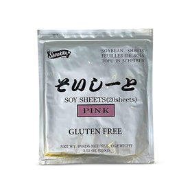 Shirakiku pink sushi wraps packaging highlighting gluten-free sheets for easy sushi prep.