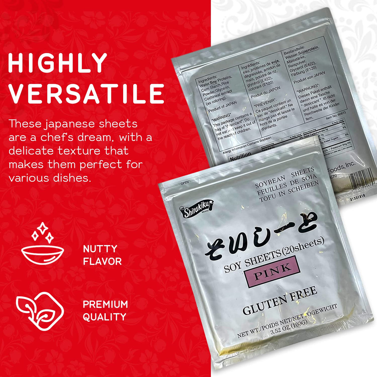 Rolled sushi with Shirakiku wraps demonstrates convenient, clean preparation.