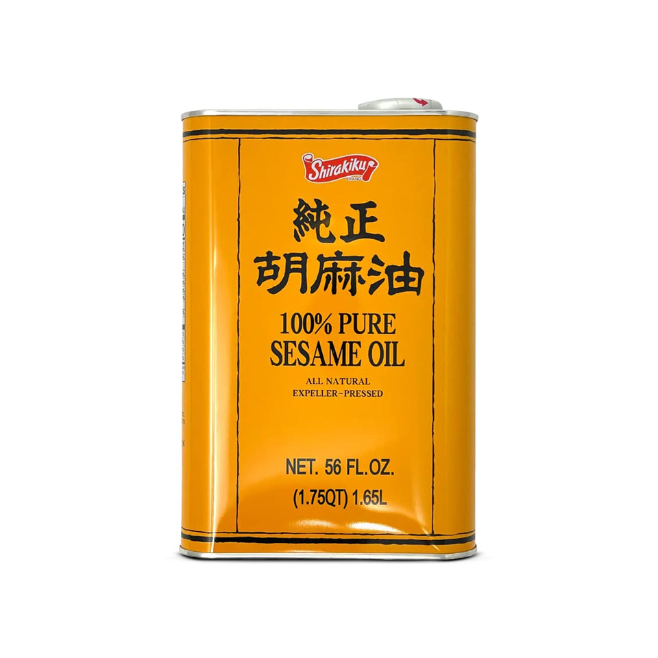Shirakiku sesame oil bottle pour highlights premium oil for authentic Asian cooking