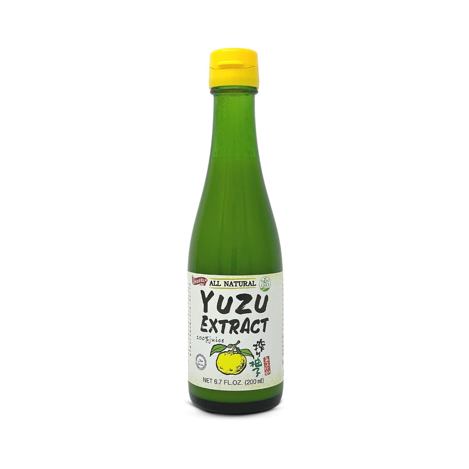 Shirakiku pure yuzu juice bottle in a 12-pack for baking and flavoring
