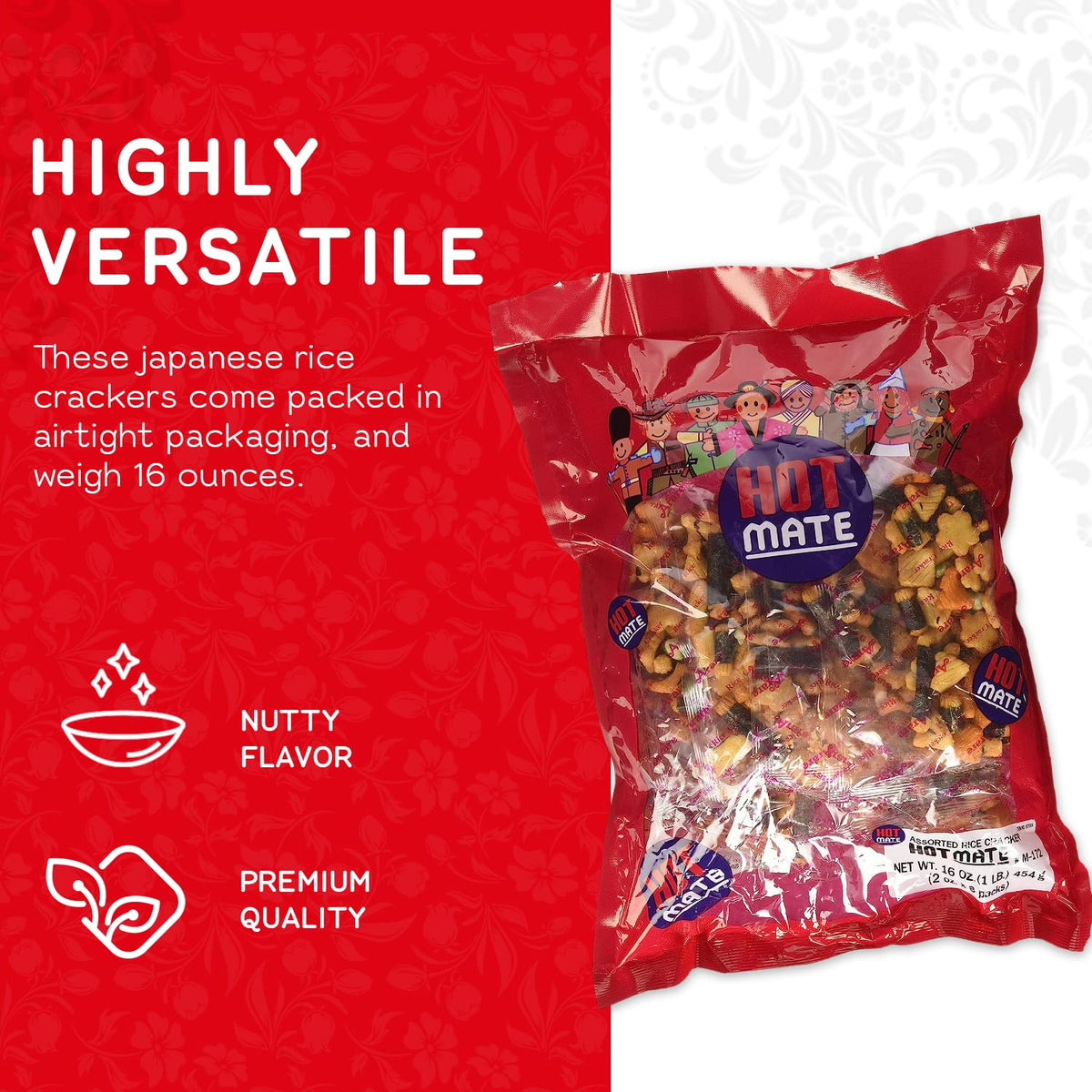 Shirakiku soy-sauce-glaze crackers blend savory heat with a rich, glaze-coated crunch.