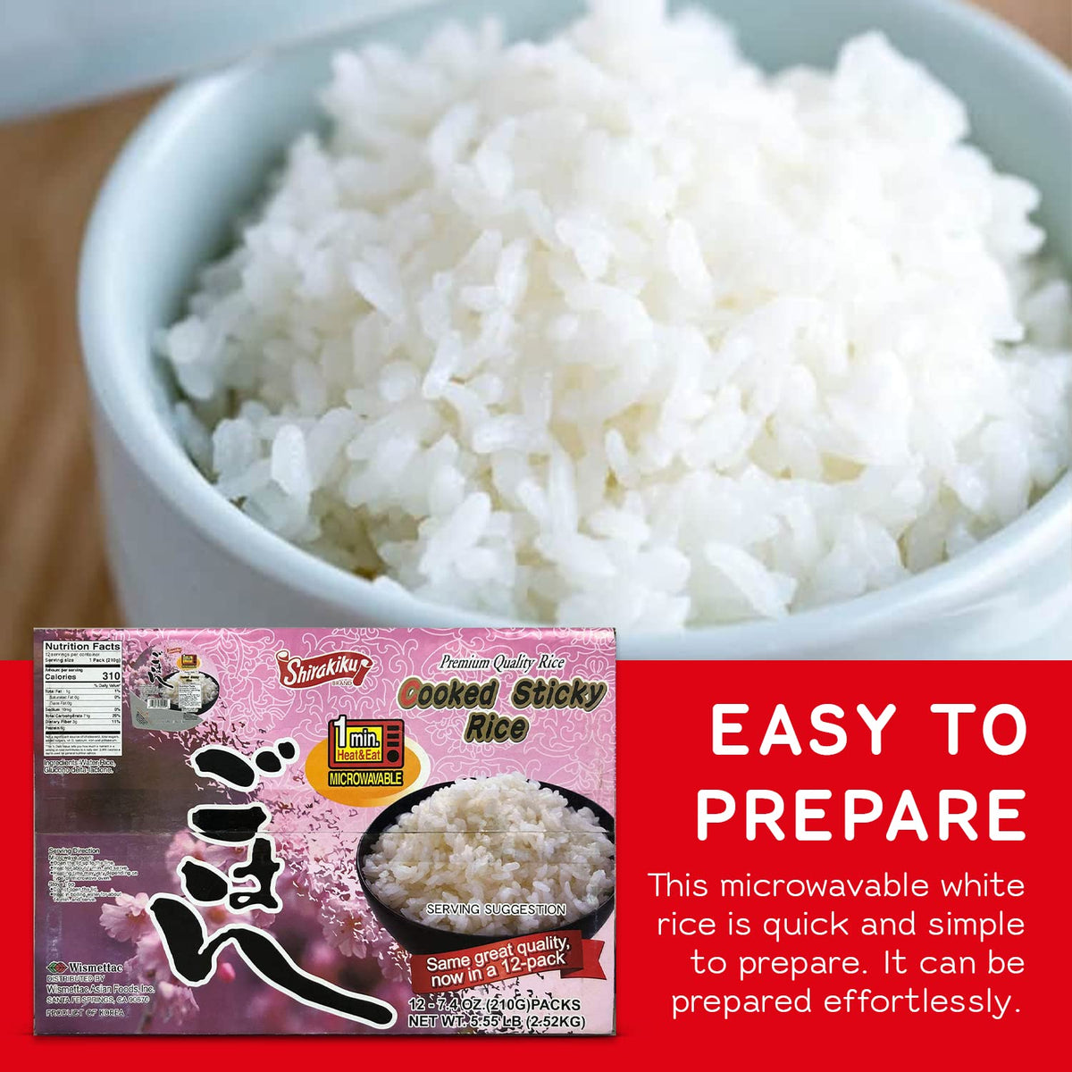 Shirakiku sushi rice bowl, savory and satisfying texture.