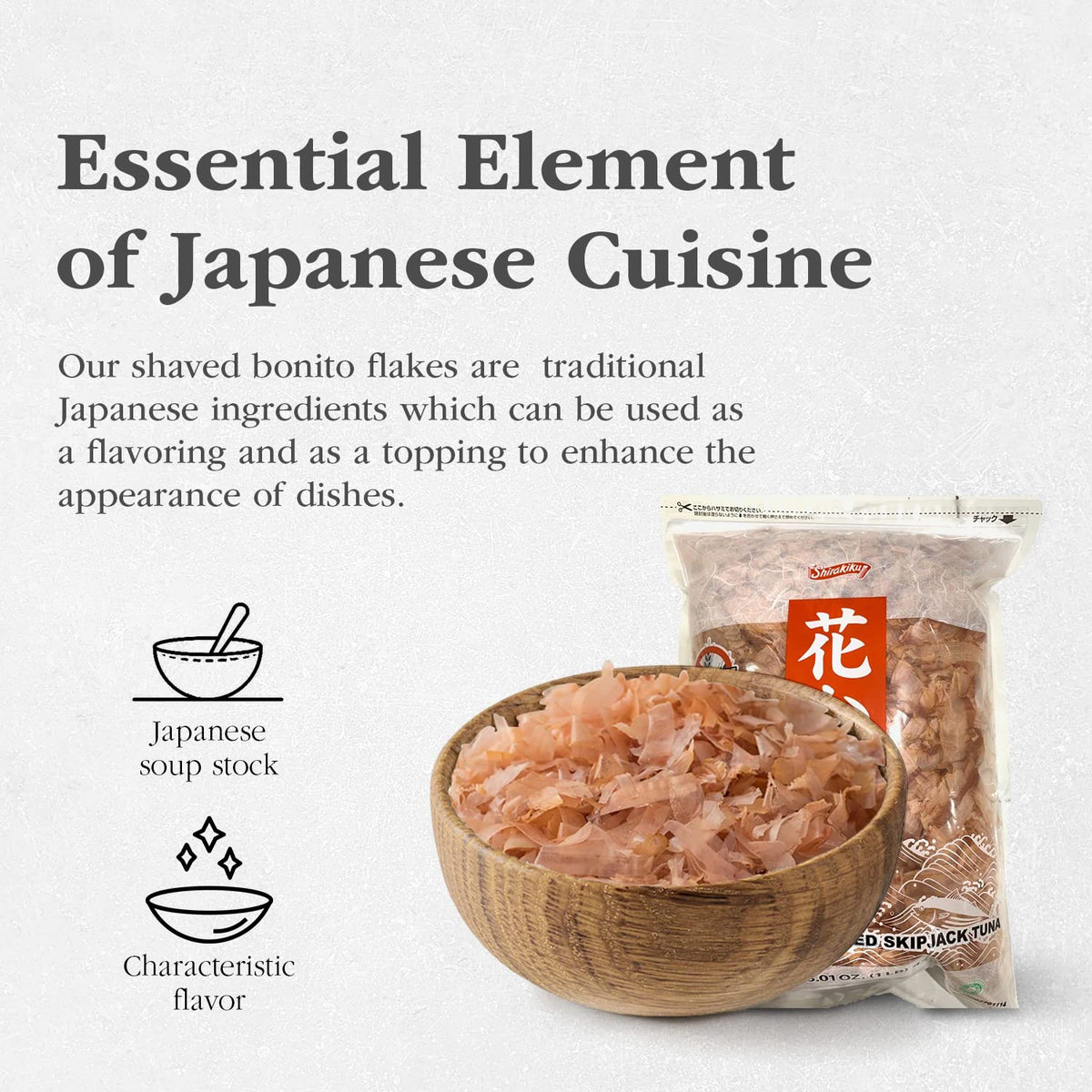 Shirakiku traditional dried bonito enhances authentic Japanese recipes.