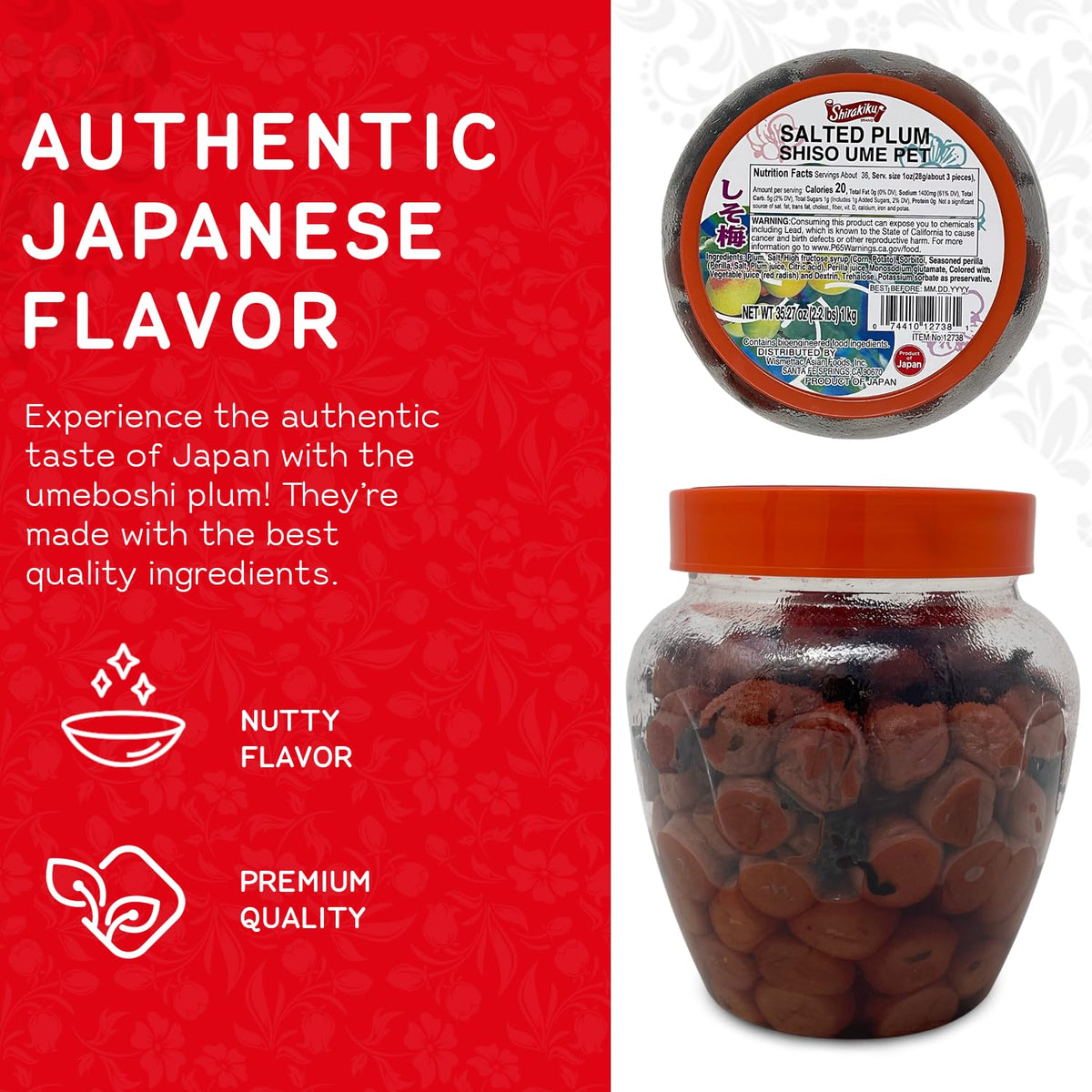 Shirakiku umeboshi plums on a plate, ideal for noodles.