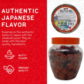 Shirakiku umeboshi plums on a plate, ideal for noodles.