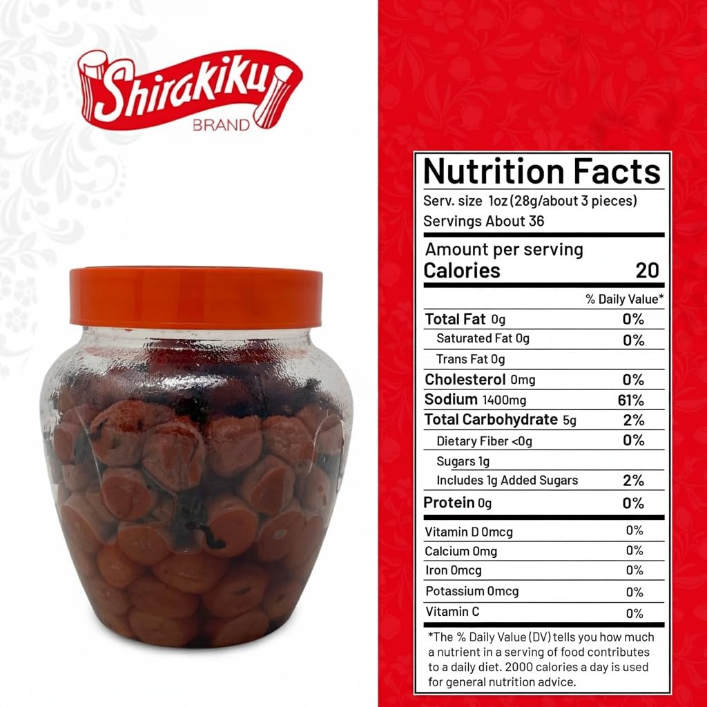 Shirakiku umeboshi jar highlights shiso flavor, ideal for dressings.