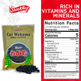 Shirakiku wakame in a resealable bag preserves freshness.