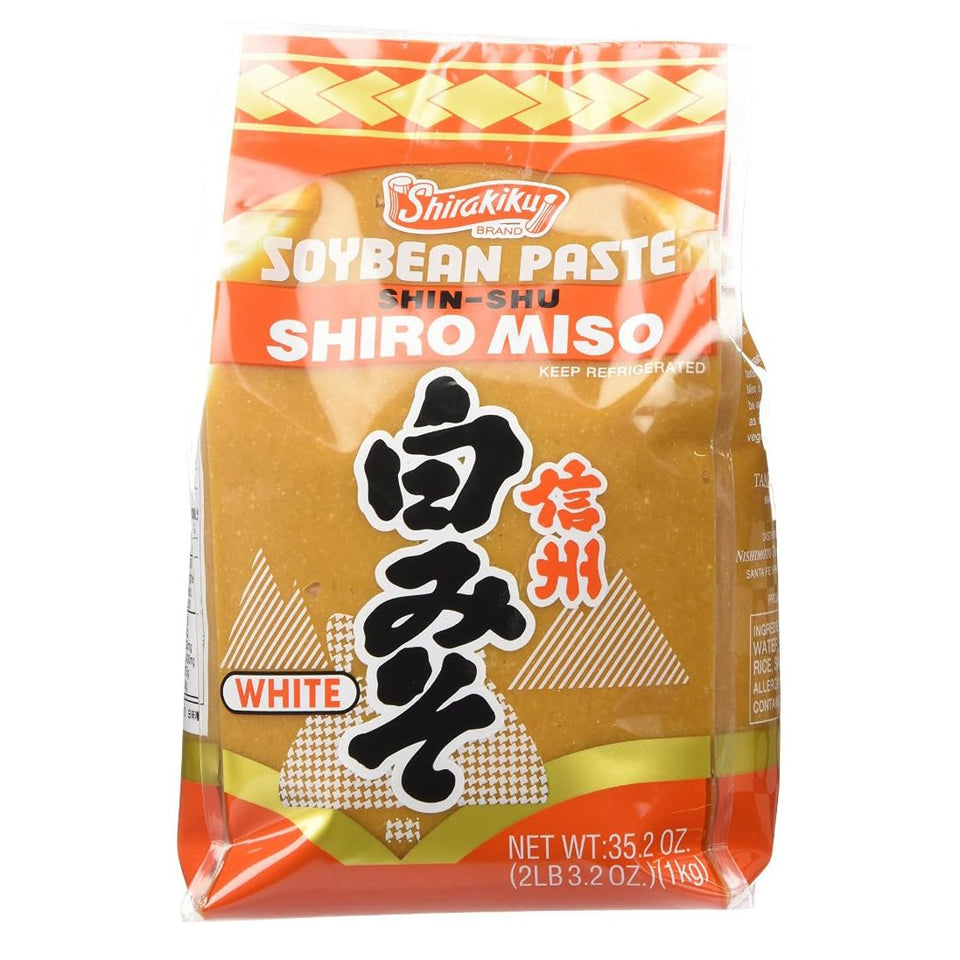 Shirakiku white miso paste bulk container for versatile soups, dressings, and vegan marinades.