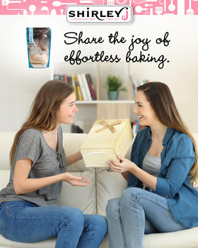 Shirley J dough conditioner kitchen scene suggesting versatile baking results.