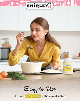 Shirley J Rich Chicken Bouillon Powder added to rice dish for enhanced grains