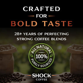 Shock Coffee globally sourced beans promise a distinctive, globally inspired morning ritual.