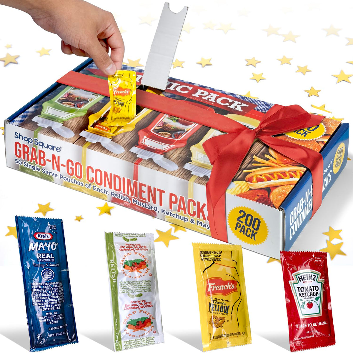 Shop Square Grab-n-Go Condiment Packs box view for quick meals