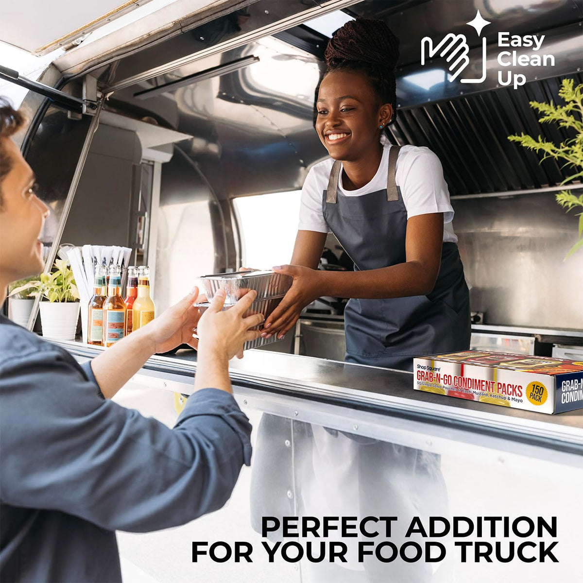 Shop Square boxed lunch setup demonstrates easy dispensing for schools, offices, and travelers