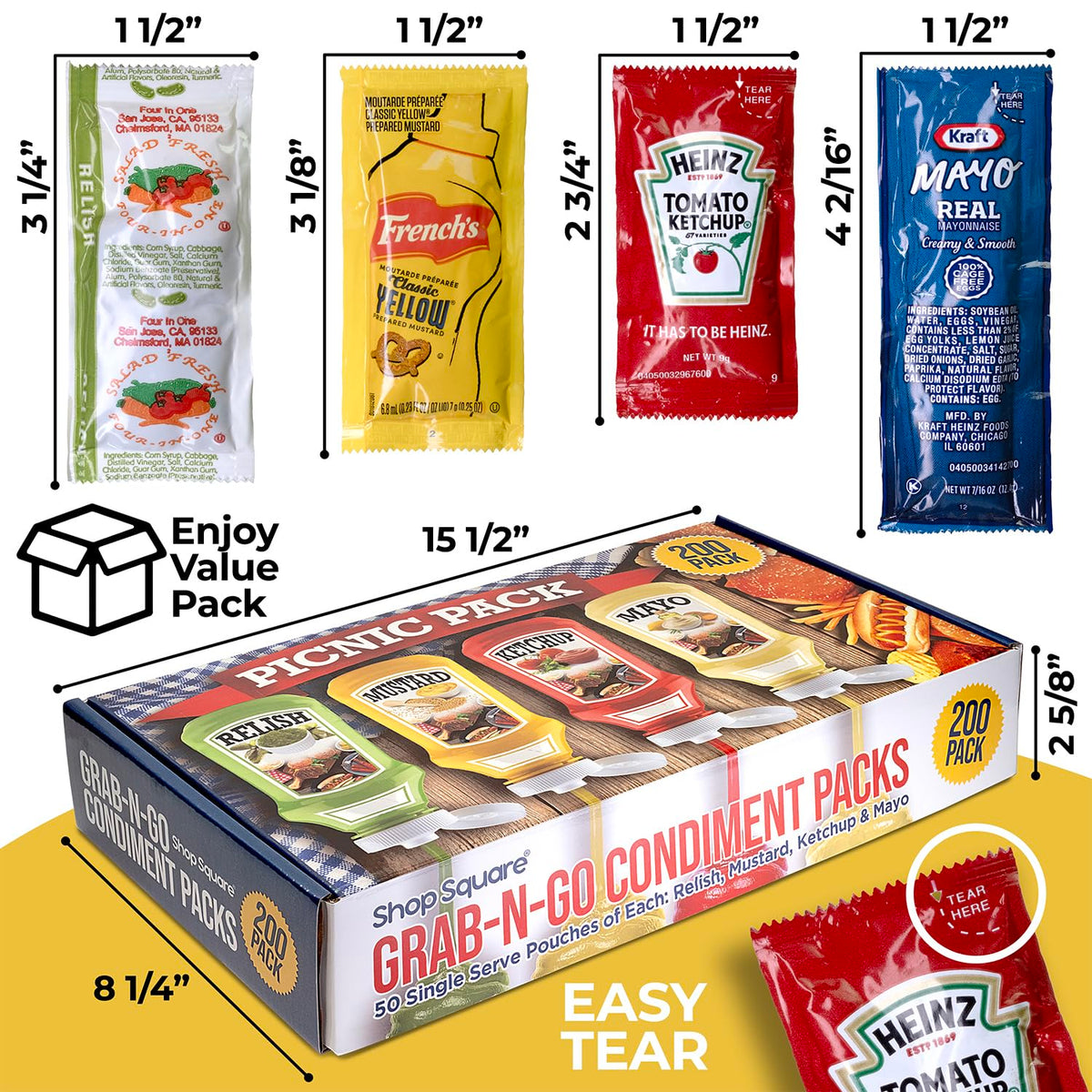 Shop Square mustard packets 50-count perfect for BBQs and picnics
