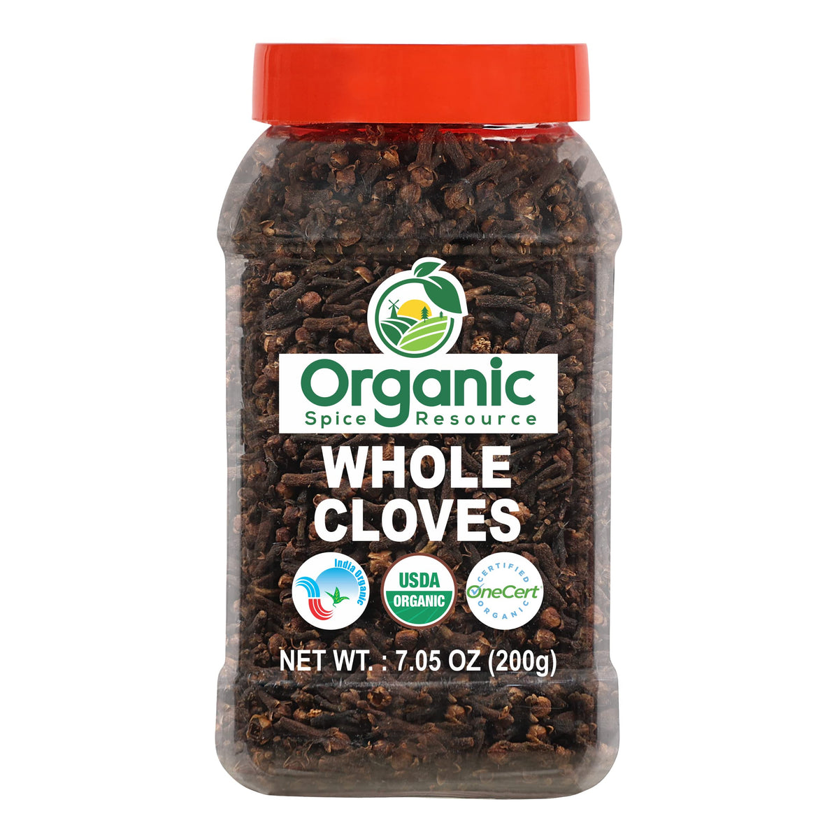 Organic Spice Resource Organic Whole Cloves in a jar showing premium packaging and aroma.