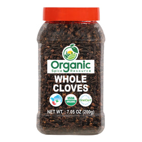 Organic Spice Resource Organic Whole Cloves in a jar showing premium packaging and aroma.