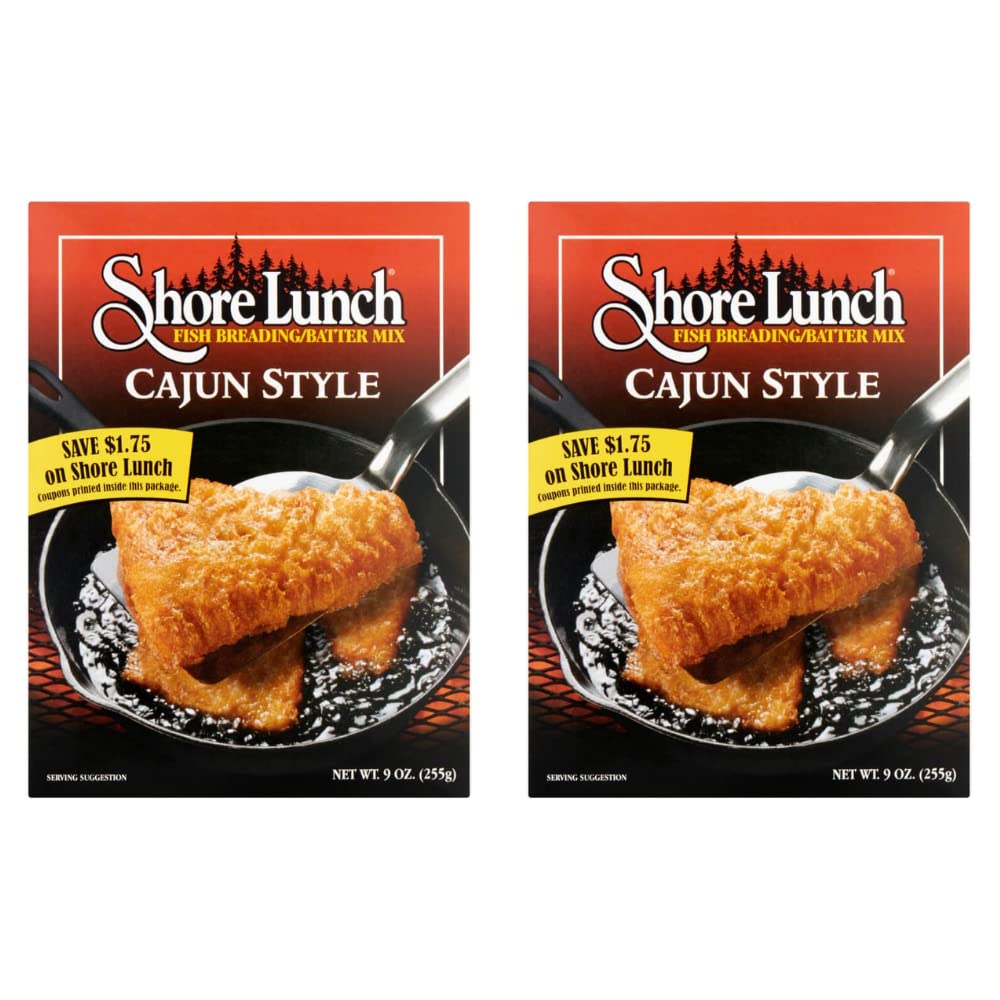 Shore Lunch Cajun fish batter pack 2 for a crispy, flavorful frying experience.