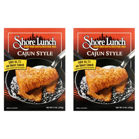 Shore Lunch Cajun fish batter pack 2 for a crispy, flavorful frying experience.
