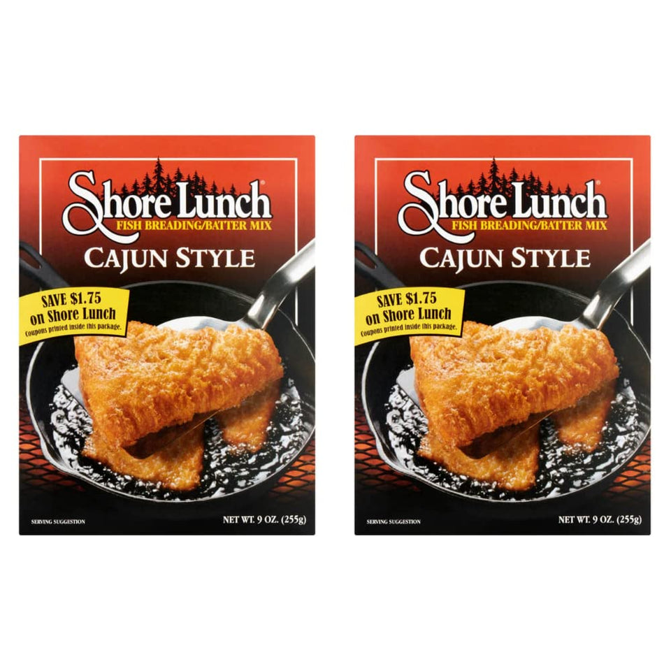 Shore Lunch Cajun fish batter pack 2 for a crispy, flavorful frying experience.