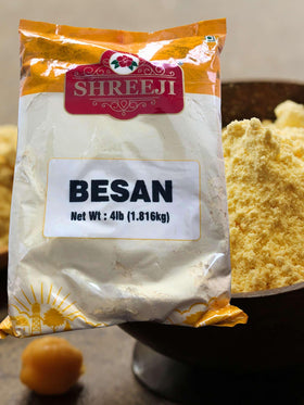 Shreeji Besan Flour bowl batter, showcasing versatile gluten-free batter for snacks.